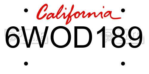 6WOD189 California License Plate