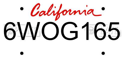 6WOG165 California License Plate