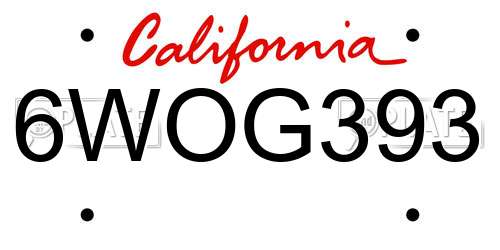 6WOG393 California License Plate