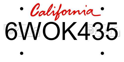 6WOK435 California License Plate