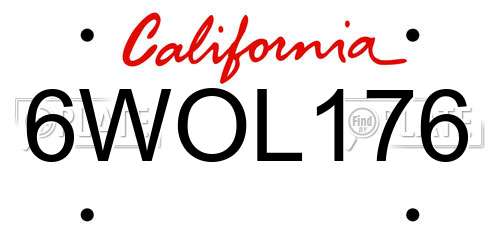 6WOL176 California License Plate