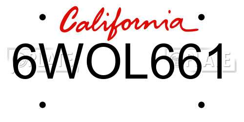 6WOL661 California License Plate