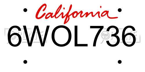 6WOL736 California License Plate