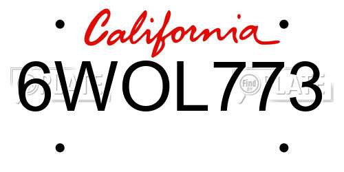 6WOL773 California License Plate