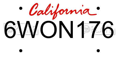 6WON176 California License Plate