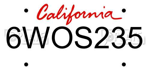6WOS235 California License Plate