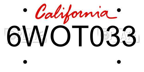 6WOT033 California License Plate