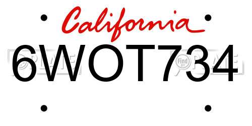 6WOT734 California License Plate