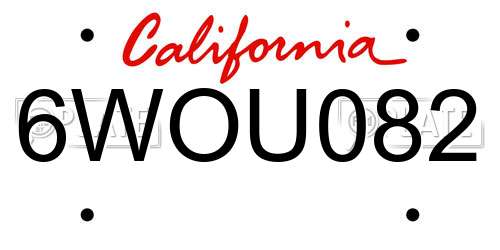 6WOU082 California License Plate