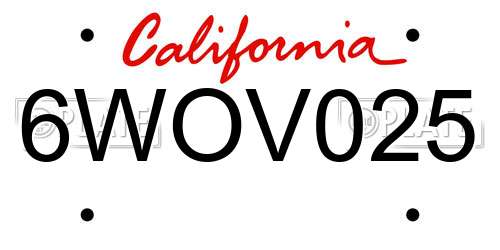 6WOV025 California License Plate