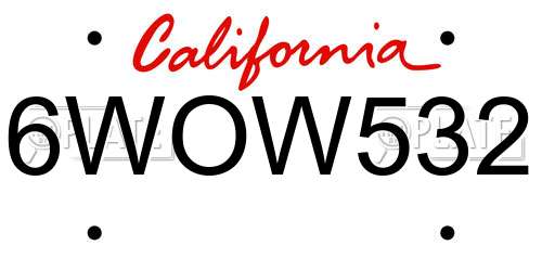 6WOW532 California License Plate