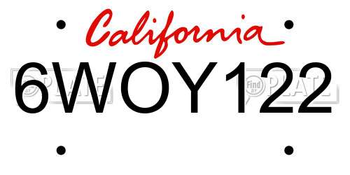 6WOY122 California License Plate