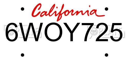 6WOY725 California License Plate