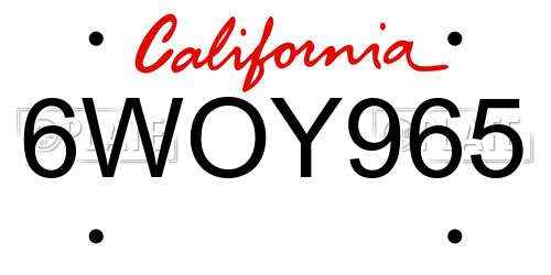6WOY965 California License Plate