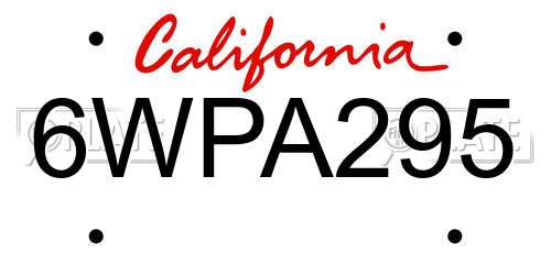 6WPA295 California License Plate