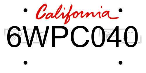 6WPC040 California License Plate