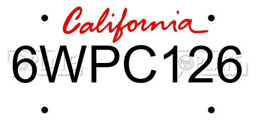 6WPC126 California License Plate