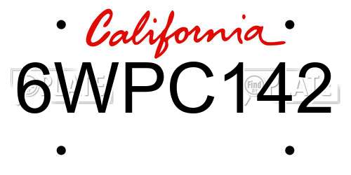 6WPC142 California License Plate
