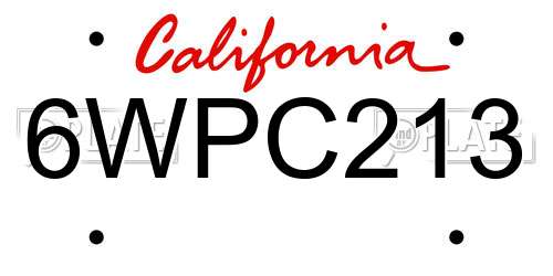6WPC213 California License Plate