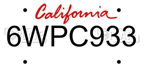6WPC933 California License Plate