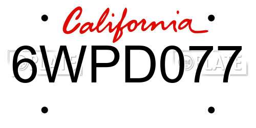 6WPD077 California License Plate