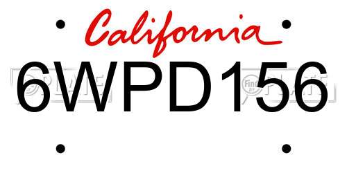 6WPD156 California License Plate