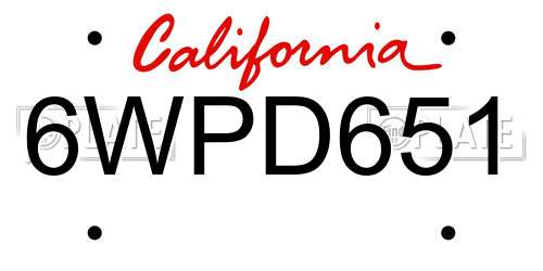 6WPD651 California License Plate