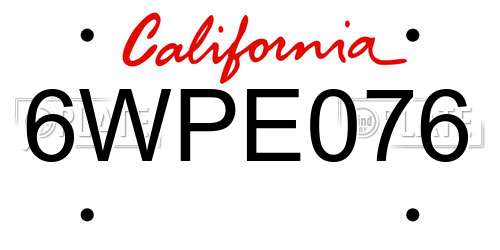 6WPE076 California License Plate