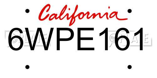6WPE161 California License Plate