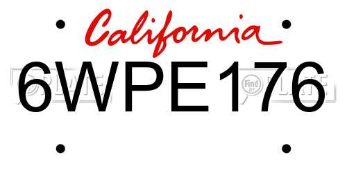 6WPE176 California License Plate
