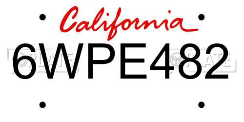 6WPE482 California License Plate