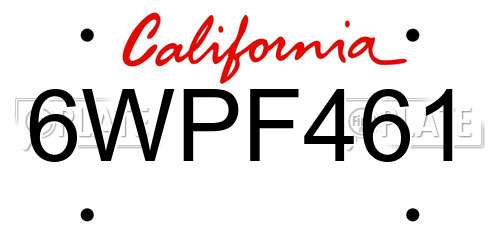 6WPF461 California License Plate