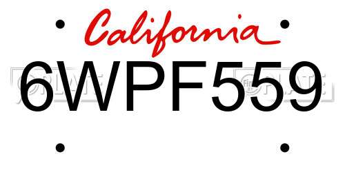 6WPF559 California License Plate