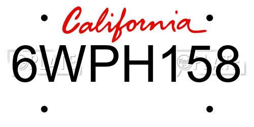 6WPH158 California License Plate