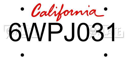 6WPJ031 California License Plate