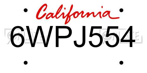 6WPJ554 California License Plate