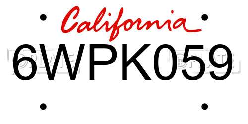 6WPK059 California License Plate