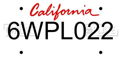 6WPL022 California License Plate