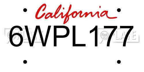 6WPL177 California License Plate