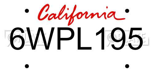 6WPL195 California License Plate