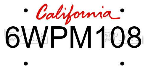 6WPM108 California License Plate