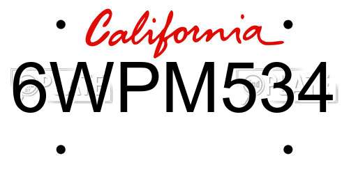 6WPM534 California License Plate