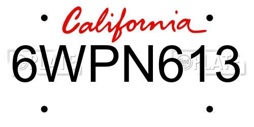 6WPN613 California License Plate