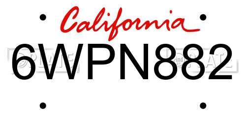 6WPN882 California License Plate