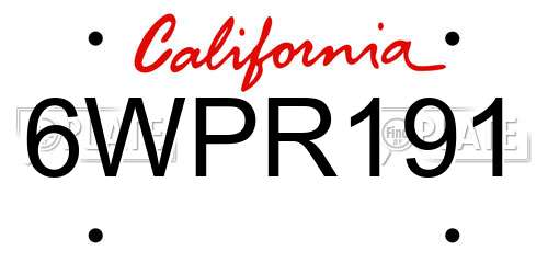 6WPR191 California License Plate