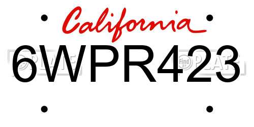 6WPR423 California License Plate