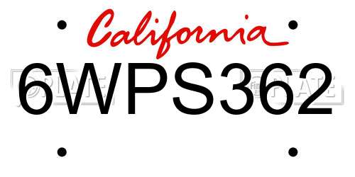 6WPS362 California License Plate