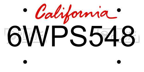 6WPS548 California License Plate