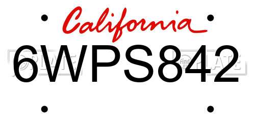 6WPS842 California License Plate