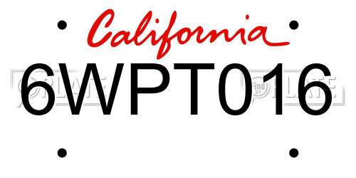 6WPT016 California License Plate